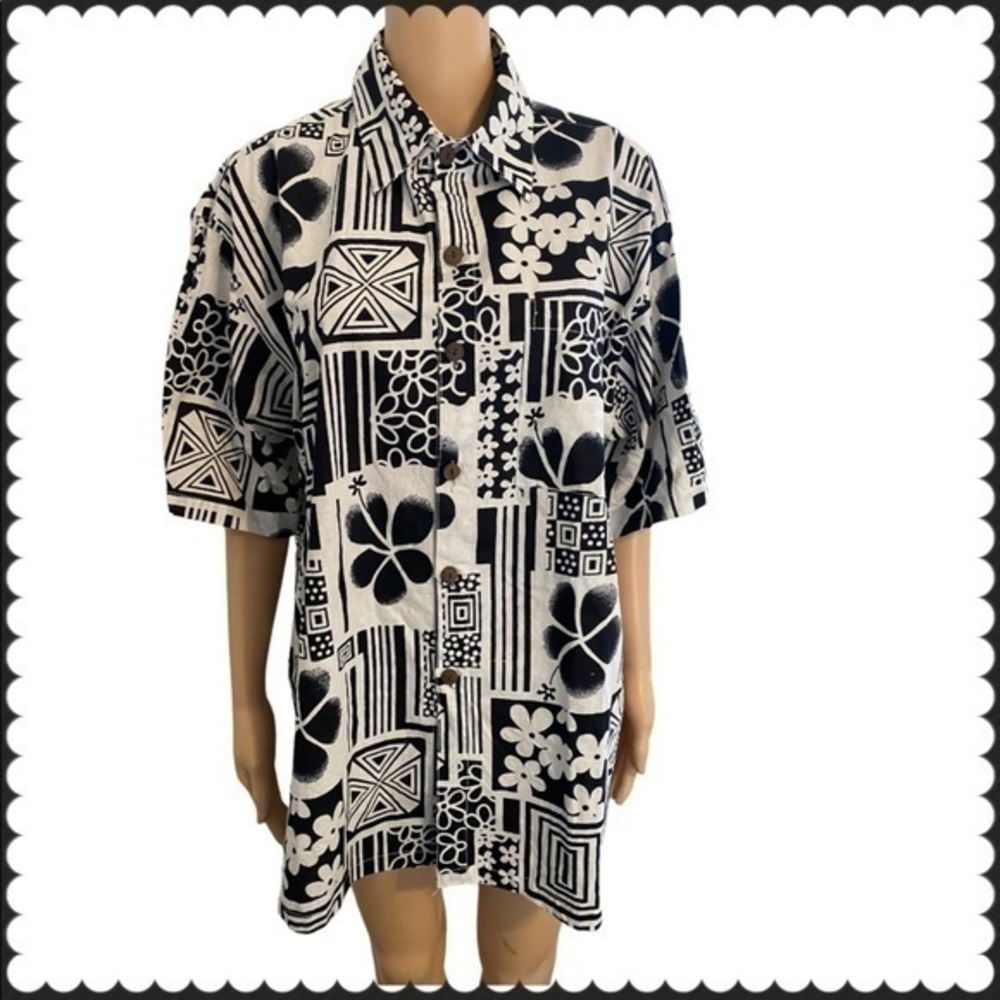 WNW Wayan Natural Wear Abstract Floral Button Down Top Size large